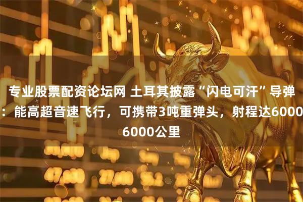 专业股票配资论坛网 土耳其披露“闪电可汗”导弹细节：能高超音速飞行，可携带3吨重弹头，射程达6000公里